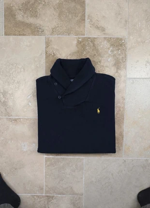 Pull col châle Ralph Lauren - Homme L - Marine logo jaune - Excellent état, marque: Ralph Lauren, état: Très bon état, taille: L, 60,00 €, 63,70 € Protection acheteurs (Pro) incluse