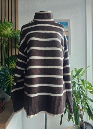 Pull marron à rayures beige col montant - Taille M/L, état: Très bon état, taille: L / 40 / 12, 10,00 €, 11,20 € Protection acheteurs incluse
