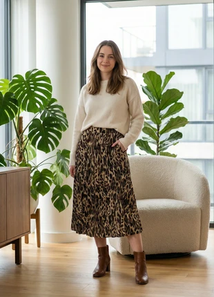 Jupe Plissée Mi-Longue Imprimé Léopard, marca: Tendance, estado: Muito bom, tamanho: L / 40 / 12, €22.00, €23.80 inclui Proteção do Comprador