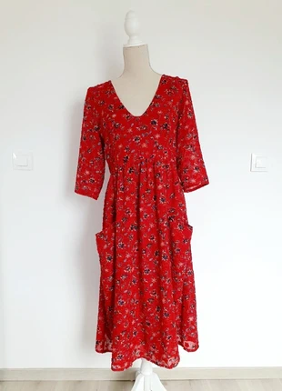 Robe midi rouge Ba&sh taille 38, merk: Ba&sh, staat: Heel goed, maat: M / 38 / 10, € 70,00, € 74,20 inclusief Kopersbescherming