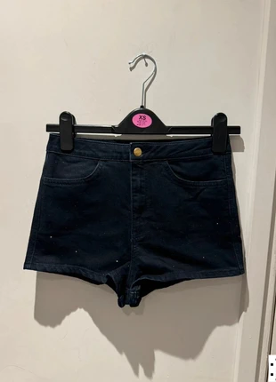 Topshop denim high Waist hot pants shorts with glitter detail size 26, merk: Topshop, staat: Heel goed, maat: XS / 34 / 6, € 5,00, € 5,95 inclusief Kopersbescherming