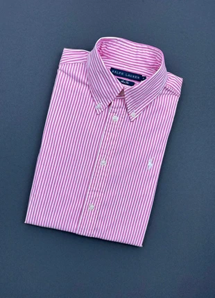 Chemise Femme - Slim Fit - Rayures Blanches et Roses - Logo brodé Blanc Ralph Lauren - Taille XS, merk: Ralph Lauren, staat: Heel goed, maat: XS / 34 / 6, € 50,00, € 53,20 inclusief Kopersbescherming Pro