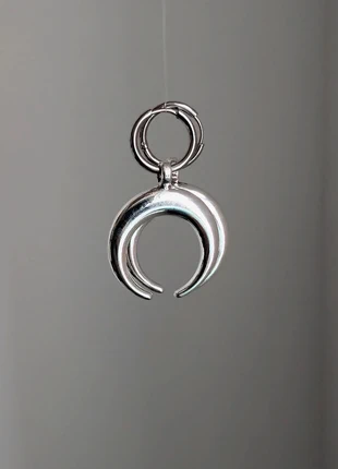 Silver Chunky Moon Hoop Dangle Earrings, condition: New without tags, £10.00, £11.20 includes Buyer Protection