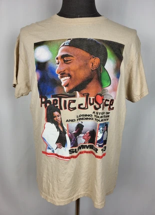 T-shirt graphique vintage beige Tupac Poetic Justice - 100% coton Taille L, marke: Vintage Dressing, zustand: Gut, größe: L, 15,90 €, 17,40 € beinhaltet Vinted-Käuferschutz Pro