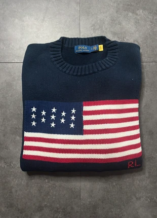Pull ras de cou Ralph Lauren flag - drapeau américain bleu marine - neuf sans étiquette -  taille S, marca: Ralph Lauren, estado: Novo sem etiquetas, tamanho: S / 36 / 8, €119.90, €126.60 inclui Proteção do Comprador Pro