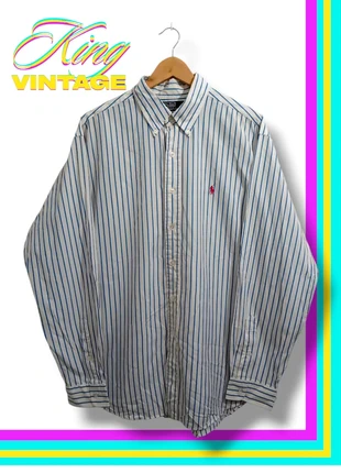 Ralph Lauren custom fit embroidered logo premium long-sleeved striped shirt, marque: Ralph Lauren, état: Très bon état, taille: XL, 20,00 €, 21,70 € Protection acheteurs incluse