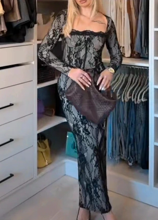 🎀🎄New UK 12 petite black lace long sleeve maxi longline dress🎀🎄, brand: boutique store, condition: New without tags, size: M / UK 12-14, £14.00, £15.40 includes Buyer Protection