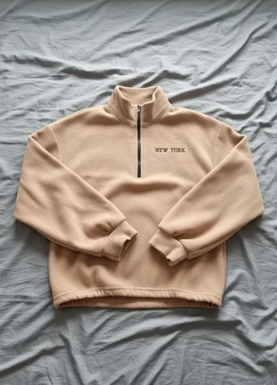 Sweat Polaire Beige “New York” à Zip Style Minimaliste Doux Automne Hiver, marca: Vintage Dressing, estado: Muito bom, tamanho: M / 38 / 10, €42.99, €45.84 inclui Proteção do Comprador