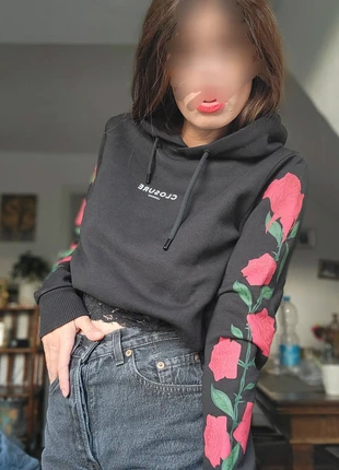 NEU Closure All Black Hoodie Grunge Roses 🌹, merk: closure london, staat: Nieuw zonder prijskaartje, maat: M / 38 / 10, € 24,56, € 26,49 inclusief Kopersbescherming