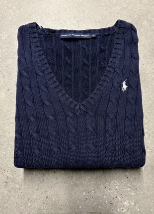 Torsadé Ralph Lauren pull col v bleu marine brodé coton sweat vneck V-PR34, marque: Ralph Lauren, état: Très bon état, taille: XL / 42 / 14, 49,90 €, 53,10 € Protection acheteurs (Pro) incluse