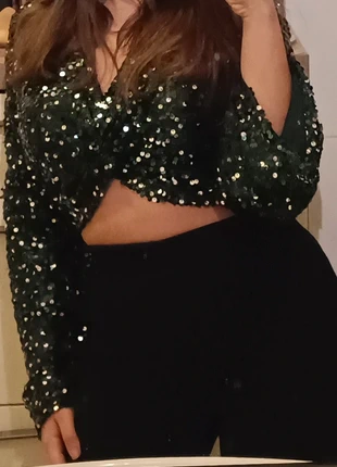 Top paillettes verde scuro, condizioni: Ottime, taglia: Taglia unica, €4.00, €4.90 include la Protezione acquisti