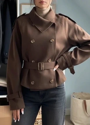 Veste courte marron à ceinture et col croisé – Taille S, marque: Élodiane, état: Très bon état, taille: S / 36 / 8, 49,90 €, 53,10 € Protection acheteurs incluse