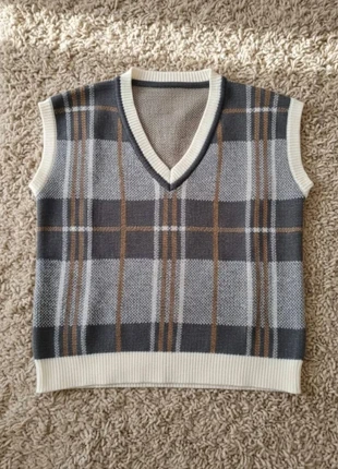 Pull sans manches à carreaux rétro, merk: Lune Claire, staat: Heel goed, maat: S / 36 / 8, € 34,99, € 37,44 inclusief Kopersbescherming