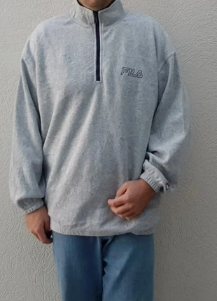 Sweat pull demi zip polaire fila taille XL vintage oversize homme gris froid hiver, brand: FILA, condizioni: Buone, taglia: XL, €10.80, €12.04 include la Protezione acquisti