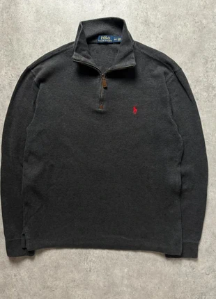 Half zip 1/4 zip col camionneur Ralph Lauren : gris logo brodé rouge Taille S, brand: Ralph Lauren, condition: Very good, size: S, €34.90, €37.35 includes Buyer Protection Pro