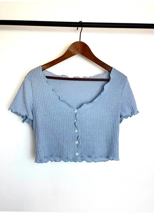 Top bleu à boutons détails ondulés, brand: Cute, condition: Very good, size: L / 40 / 12, €5.00, €5.95 includes Buyer Protection