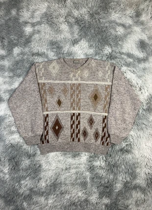 vintage geometric knit sweater grey 80s pattern unisex style, marque: Vintage Dressing, état: Très bon état, taille: L, 15,00 €, 16,45 € Protection acheteurs incluse