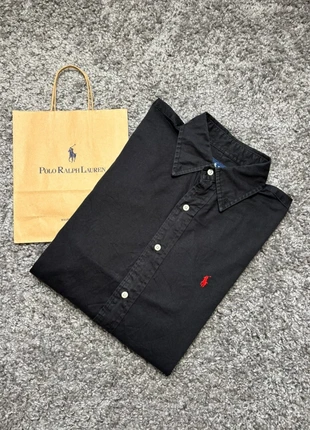 Chemise Ralph Lauren noire à logo rouge L homme, merk: Ralph Lauren, staat: Heel goed, maat: L, € 49,00, € 52,15 inclusief Kopersbescherming Pro