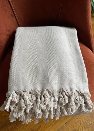 Beige Herringbone Throw with Tassels | Versatile 100% Cotton Double Size 200 x 230cm, brand: Milam London, condition: New without tags, size: Other, £14.00, £15.40 includes Buyer Protection Pro