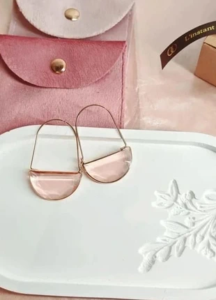 Boucles d'oreilles dorées en verre rose incrusté, brand: L'instant Bijoux, condition: New with tags, €15.00, €16.45 includes Buyer Protection