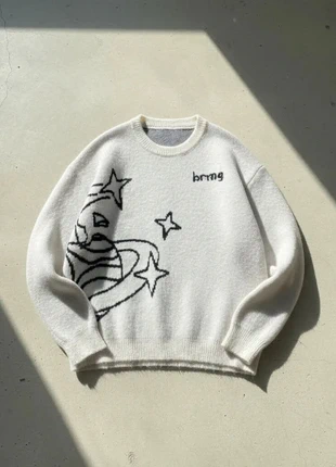 Pull blanc à motif spatial, style streetwear doux, brand: LUNAR FORM, condizioni: Ottime, taglia: M, €69.90, €74.10 include la Protezione acquisti