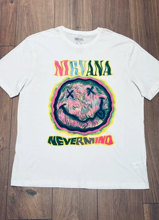Nirvana "Nevermind" Smiley Face Logo Graphic Print T-Shirt - White (Mens XL), brand: Nirvana, condition: New without tags, size: XL, £14.99, £16.44 includes Buyer Protection