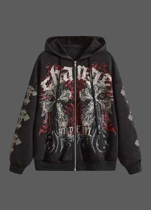 Pull sweat zip avec dessin style gotique, marque: Aesthetic, état: Neuf sans étiquette, taille: S, 35,00 €, 37,45 € Protection acheteurs incluse