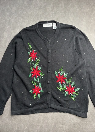 Pull de Noël pull moche gilet à bouton Victoria Jones avec perles noir, brand: victoria jones, condition: Very good, size: XL / 42 / 14, €22.00, €23.80 includes Buyer Protection Pro