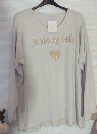 Pull fin doux La vie est belle Taille unique du 44 au 52, marque: Unique, état: Très bon état, taille: 5XL / 50 / 22, 22,90 €, 24,75 € Protection acheteurs (Pro) incluse