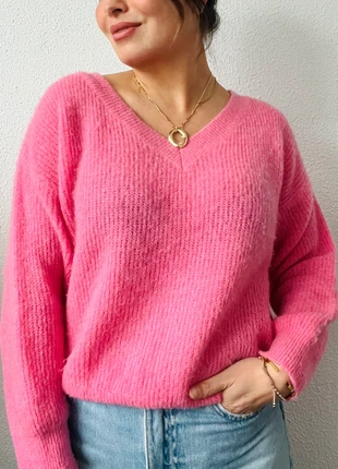 Mika Elles felroze trui – hot pink V-hals knit s, brand: Mika Elles, condizioni: Ottime, taglia: S / IT 40 / EU 36, €25.00, €26.95 include la Protezione acquisti Pro