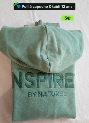 Pull à capuche Okaïdi 12 ans – turquoise, doux et confortable, marca: Okaïdi, estado: Bueno, tamaño: 12 años / 152 cm, 5,00 €, 5,95 € Protección al comprador incluida