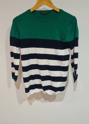 Jersey a rayas verde y azul Stradivarius con botones joya, brand: Stradivarius, condizioni: Nuovo senza cartellino, taglia: L / IT 44 / EU 40, €12.00, €13.30 include la Protezione acquisti