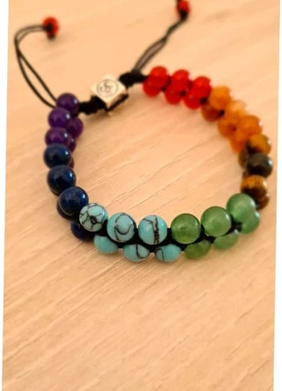 Bracelet reglable 7 Chakra Yoga méditation Relaxation femme homme perles pierres, staat: Nieuw zonder prijskaartje, € 8,00, € 9,10 inclusief Kopersbescherming