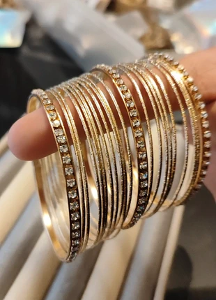 Ultimate Set of 12 Crystal Wedding Bangles | Rhinestone & Gold Stack | Festive Glamour Set, brand: Oliver Bonas, condition: Very good, £11.25, £12.51 includes Buyer Protection