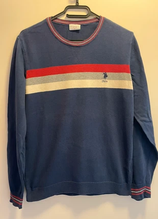 Pull US Polo Assn bleu marine rayé – Taille S, marca: U.S. Polo Assn., estado: Muito bom, tamanho: S, €8.00, €9.10 inclui Proteção do Comprador