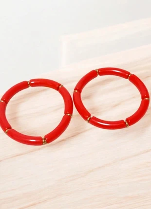 Dúo de Pulseras Elásticas en Rojo Vibrante y Detalles Dorados 🤎, marque: Local, état: Neuf sans étiquette, 15,00 €, 16,45 € Protection acheteurs incluse