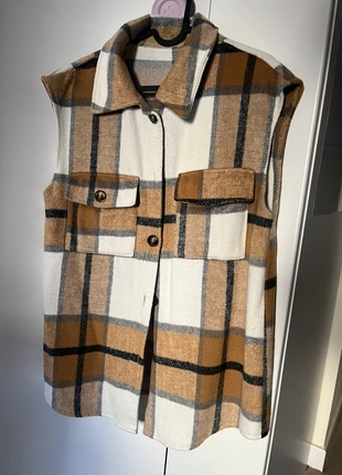 Chaleco oversize sin mangas de cuadros – beige, blanco y negro size S, marque: Zara, état: Très bon état, taille: S / 36 / 8, 8,00 €, 9,10 € Protection acheteurs incluse