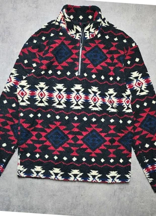 Pull camionneur polaire crazy fleece motif géométrique noir et rouge Taille s homme ls33,31, brand: Vintage Dressing, condition: Very good, size: S, €29.90, €32.10 includes Buyer Protection