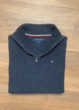 Pull Half Zip 1/4 Zip Col Camionneur Tommy Hilfiger bleu marine en maille homme - Taille S, marke: Tommy Hilfiger, zustand: Sehr gut, größe: S, 27,50 €, 29,58 € inklusive Vinted-Käuferschutz