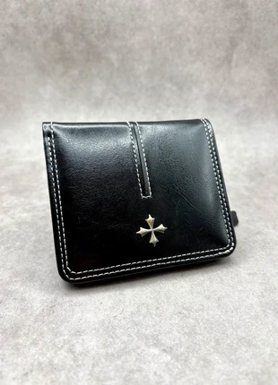 Portefeuille Vintage noir en cuir à écusson or pour pièce et autre - Chrome, merk: CHROME, staat: Heel goed, € 18,00, € 19,60 inclusief Kopersbescherming Pro