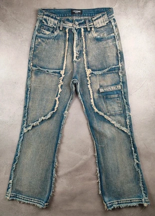 Jean, pantalon, cargo / large / baggy / loose fit / oversize bleu délavé 11 kn brand, merk: Vintage Dressing, staat: Heel goed, maat: M, € 45,00, € 47,95 inclusief Kopersbescherming