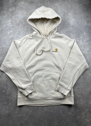 Sweat Hoodie Carhartt crème logo rouge bordeaux brodé taille S, merk: Carhartt, staat: Heel goed, maat: S, € 59,90, € 63,60 inclusief Kopersbescherming