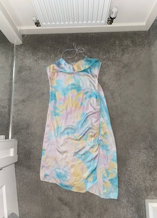 Zara trending large cloud tie dye rainbow pastel cowl halter neck low back asymmetrical slip dress, brand: Zara, condition: Good, size: L / UK 16-18, £8.00, £9.10 includes Buyer Protection