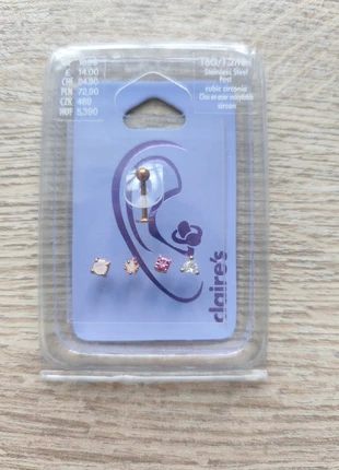 Piercings d'oreilles en acier inoxydable boule et pierre zirconium de différentes formes - Claire's, marque: Claire's, état: Neuf avec étiquette, 9,00 €, 10,15 € Protection acheteurs incluse
