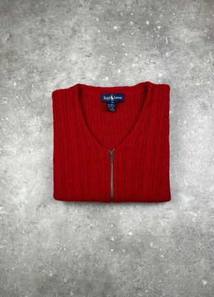 Gilet Cardigan Col V Full-zip Torsadé Polo Ralph Lauren Taille M Femme Rouge Laine/Cachemire #R21, marque: Ralph Lauren, état: Très bon état, taille: M / 38 / 10, 40,00 €, 42,70 € Protection acheteurs (Pro) incluse