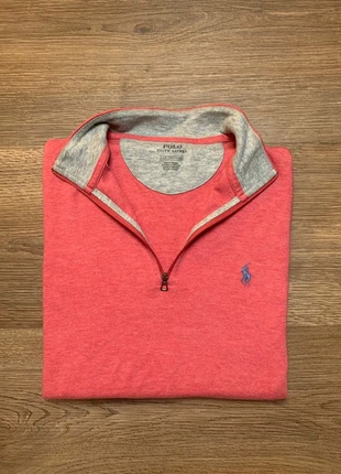 Pull Half ZIP 1/4 Zip Col Camionneur Ralph Lauren rouge corail logo brodé bleu homme - Taille S, marque: Ralph Lauren, état: Très bon état, taille: S, 30,00 €, 32,20 € Protection acheteurs incluse