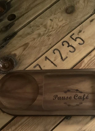 Magnifique plateau en bois  Pause Café pour des instants gourma, état: Neuf sans étiquette, 12,00 €, 13,30 € Protection acheteurs incluse