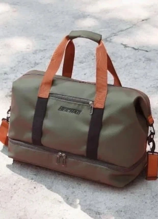 Sac de sport kaki à sangles orange 🎒, brand: Vintage Dressing, condizioni: Ottime, €59.99, €63.69 include la Protezione acquisti