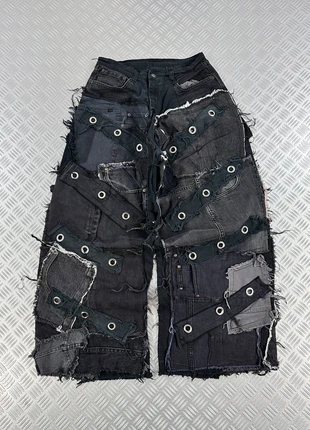 Super baggy jeans disstresed handmade 00’s y2k style, marque: Vintage Dressing, état: Très bon état, taille: W29 | FR 38, 110,00 €, 116,20 € Protection acheteurs incluse