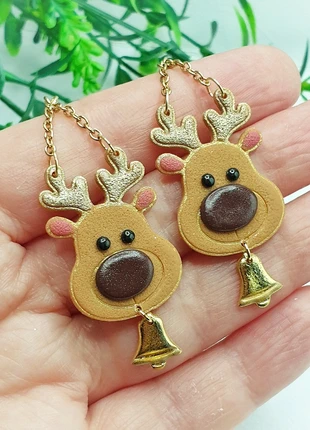 Boucles d'oreilles "Renne de Noël", marque: FIMO, état: Neuf sans étiquette, 9,00 €, 10,15 € Protection acheteurs (Pro) incluse